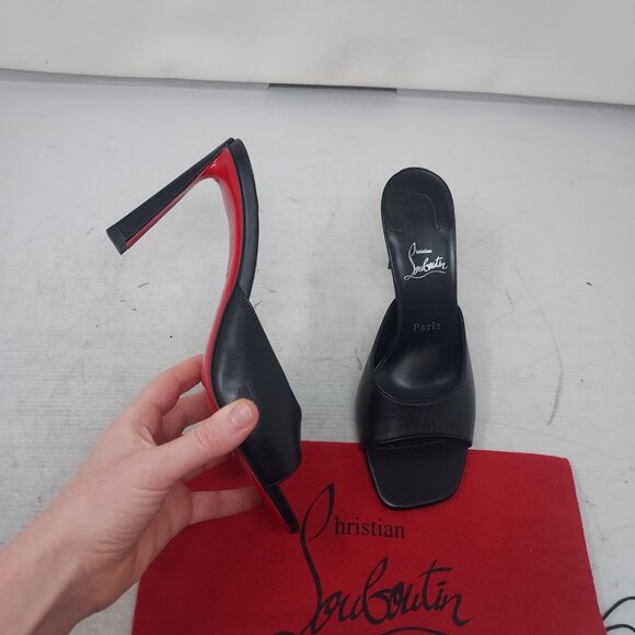 Christian Louboutin Shoes - Christian Louboutin Black Condora Leather Heel Sandal